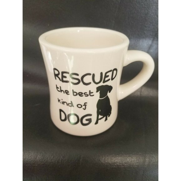 Dog Coffee Cup Mug Graphic 'Rescued the Best' Ston - Picture 1 of 6